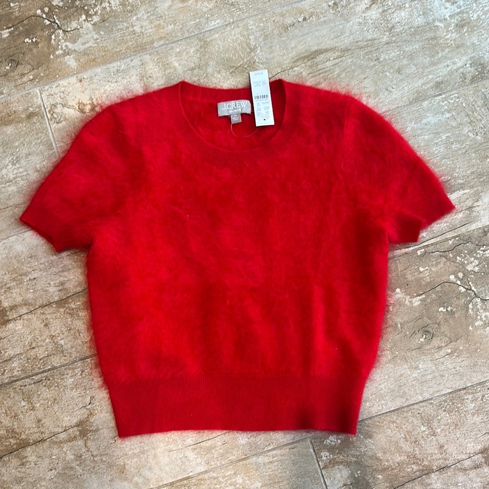 J. Crew Women's Red Fuzzy Top